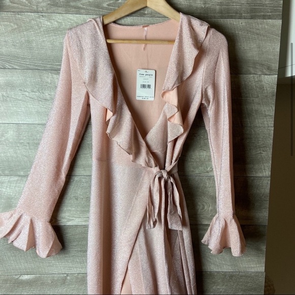 Free people one more time midi wrap lurex dress - Picture 3 of 8